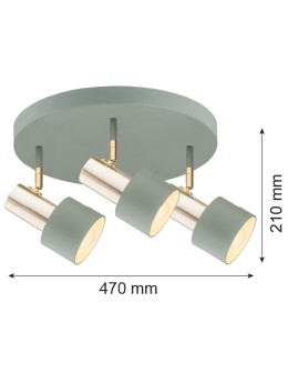 Argon DORIA plafon 3 pł. 3x15W (max) szałwia struktura elementy mosiądzowane 6007 - produkt 2