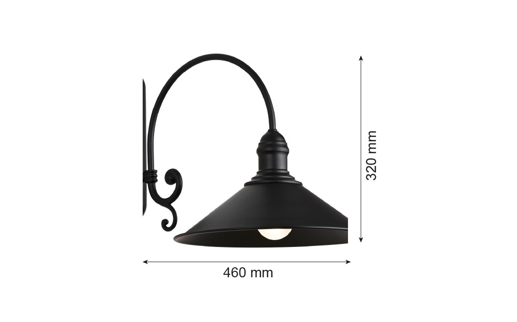 Argon ERBA kinkiet 1 pł. 1x15W (max) czarny mat 633