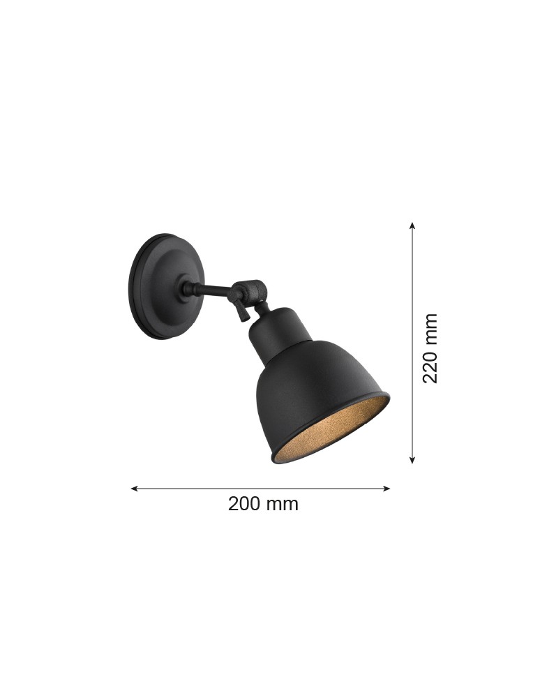 Loft wall lamps - industrial - Argon EUFRAT wall lamp 1 pł. 1x15W (max) black structure 3185 - product kolory-swiatla.pl 9