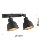 Loft wall lamps - industrial - Argon EUFRAT wall lamp 2 pł. 2x15W (max) black structure 679 - product 3