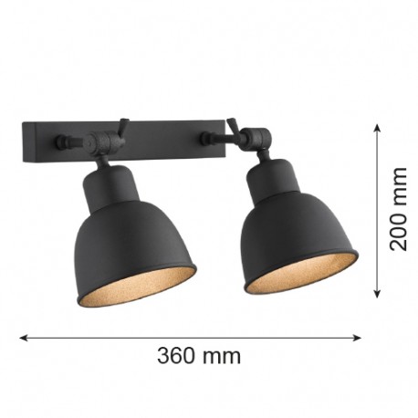 Argon EUFRAT kinkiet 2 pł. 2x15W (max) czarny struktura 679