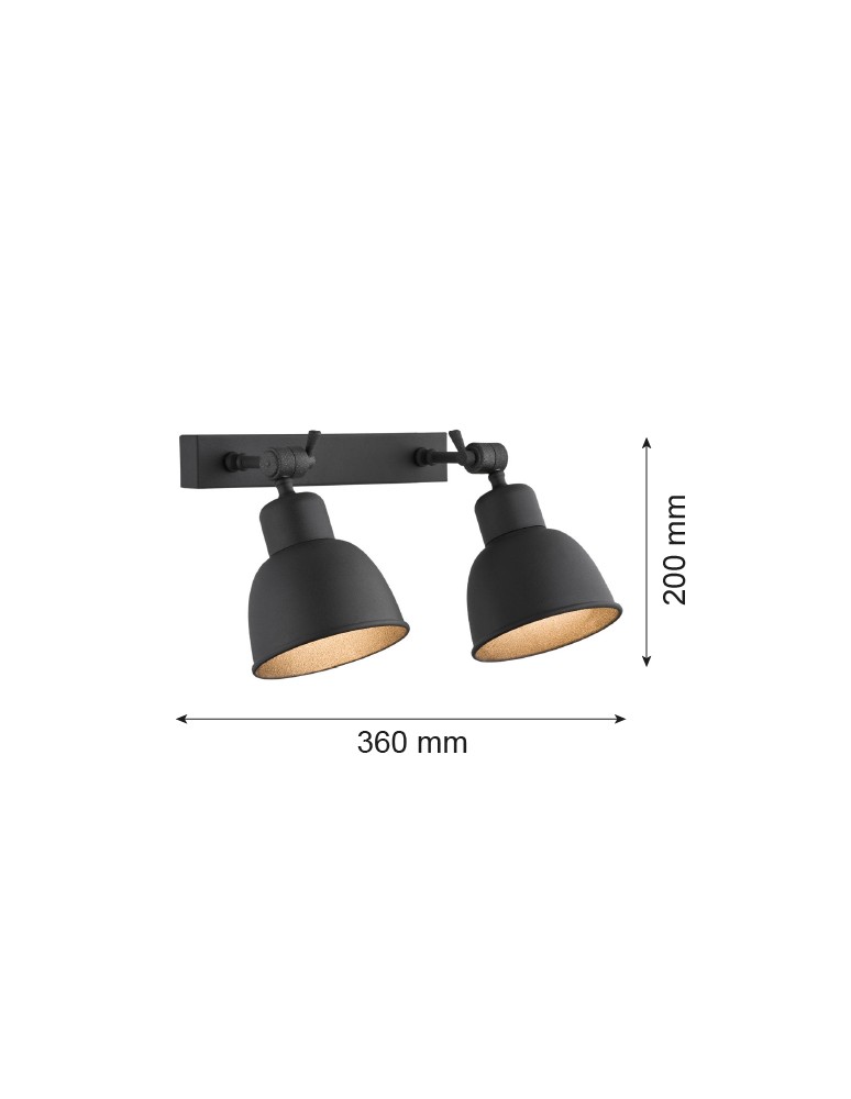 Loft wall lamps - industrial - Argon EUFRAT wall lamp 2 pł. 2x15W (max) black structure 679 - product kolory-swiatla.pl 3