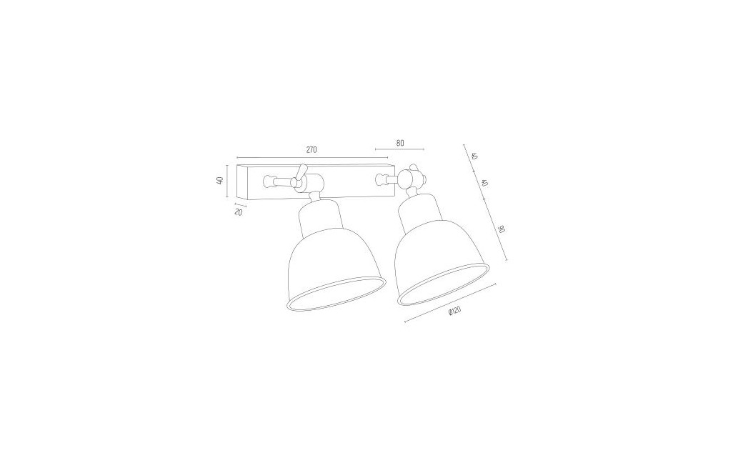 Argon EUFRAT kinkiet 2 pł. 2x15W (max) czarny struktura 679