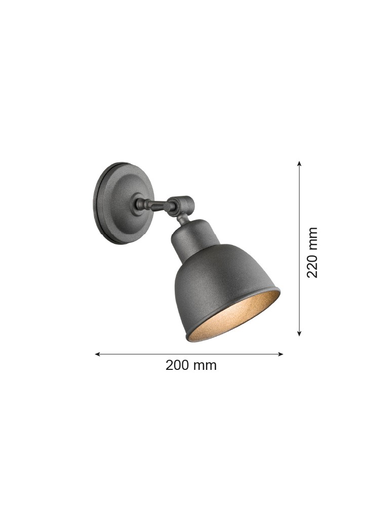 Loft wall lamps - industrial - Argon EUFRAT wall lamp 1 pł. 1x15W (max) anthracite structure 3183 - product kolory-swiatla.pl 2