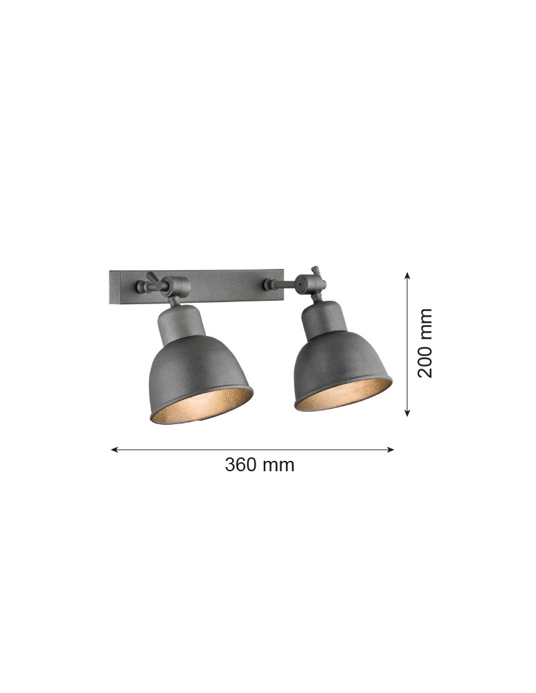 Loft wall lamps - industrial - Argon EUFRAT wall lamp 2 pł. 2x15W (max) anthracite structure 677 - product kolory-swiatla.pl 2