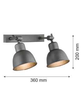 Argon EUFRAT kinkiet 2 pł. 2x15W (max) antracyt struktura 677 - produkt 2