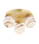 Ceiling lamps spheres - Argon FABIO 6290 3-fl. plafond (circle), white and brown (marble) lampshades, brass glass elements, brass - product 1