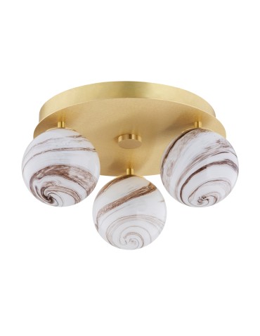 Argon FABIO 6290 3-fl. plafond (circle), white and brown (marble) lampshades, brass glass elements, brass - product 2