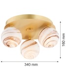 Ceiling lamps spheres - Argon FABIO 6290 3-fl. plafond (circle), white and brown (marble) lampshades, brass glass elements, brass - product 5