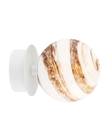 Argon FABIO 8454 wall lamp / plafond 1 pł., white-brown (marble) lampshade, white glass cream elements, lacquered steel