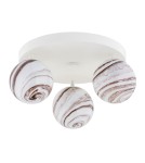 Ceiling lamps spheres - Argon FABIO 6291 3-fl. plafond (circle), white and brown (marble) lampshades, white glass cream elements, lacquered steel - product 2