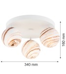 Ceiling lamps spheres - Argon FABIO 6291 3-fl. plafond (circle), white and brown (marble) lampshades, white glass cream elements, lacquered steel - product 5
