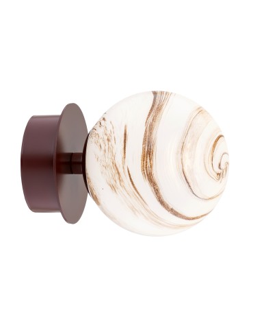 Argon FABIO 8455 wall lamp / plafond 1 pł., white and brown (marble) lampshade, chocolate brown glass elements, lacquered...
