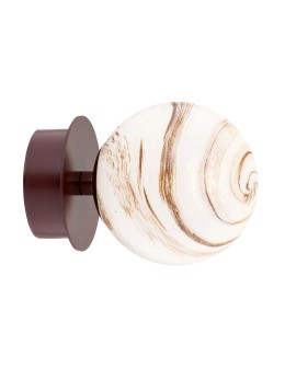 Argon FABIO 8455 kinkiet / plafon 1 pł., klosz biało-brązowy (marmurek), elementy czekoladowe brązowe szkło, stal lakierowa