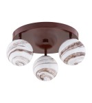Ceiling lamps spheres - Argon FABIO 6292 3-fl. plafond (circle), white and brown (marble) lampshades, brown chocolaty glass elements, lacquered steel - product 2