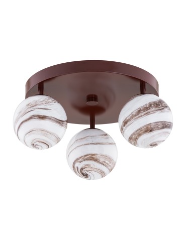 Argon FABIO 6292 3-fl. plafond (circle), white and brown (marble) lampshades, brown chocolaty glass elements, lacquered steel - product 2