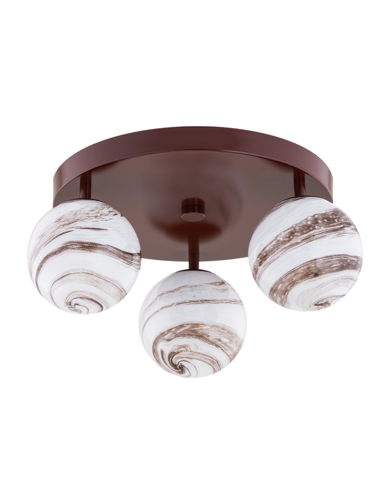 Ceiling lamps spheres - Argon FABIO 6292 3-fl. plafond (circle), white and brown (marble) lampshades, brown chocolaty glass elements, lacquered steel - product kolory-swiatla.pl 2