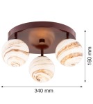 Ceiling lamps spheres - Argon FABIO 6292 3-fl. plafond (circle), white and brown (marble) lampshades, brown chocolaty glass elements, lacquered steel - product 5