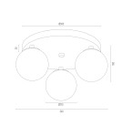 Ceiling lamps spheres - Argon FABIO 6292 3-fl. plafond (circle), white and brown (marble) lampshades, brown chocolaty glass elements, lacquered steel - product 6