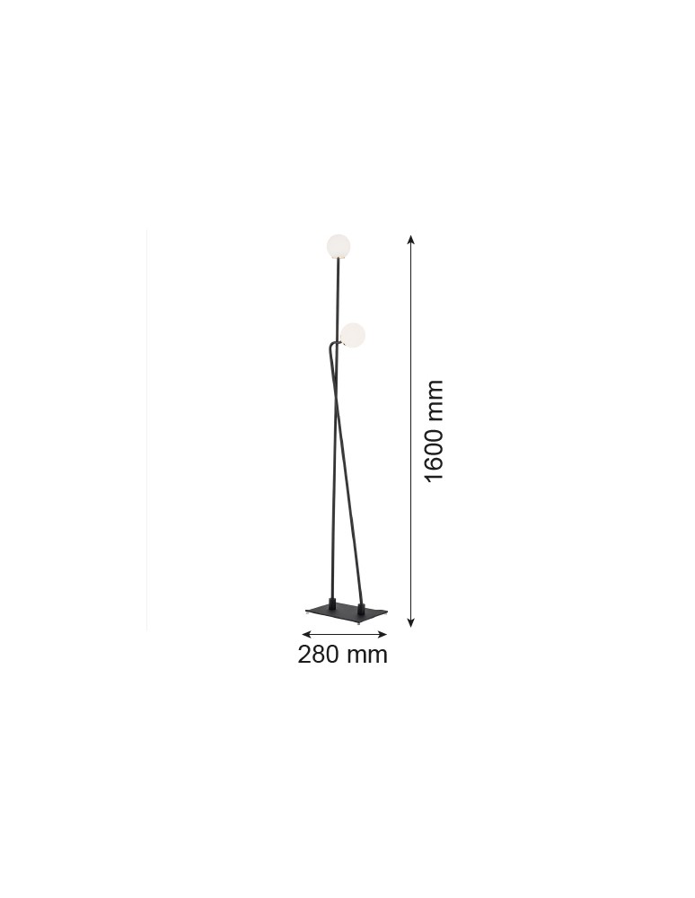 Floor lamps spheres - Argon FARON 2 fl. floor lamp 2x6W (max) opal mat black structure 893 - product kolory-swiatla.pl 2