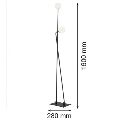 Argon FARON lampa podłogowa 2 pł. 2x6W (max) opal mat czarny struktura 893