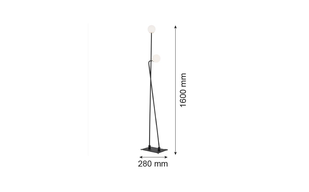 Argon FARON lampa podłogowa 2 pł. 2x6W (max) opal mat czarny struktura 893