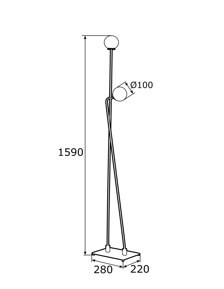 Floor lamps spheres - Argon FARON 2 fl. floor lamp 2x6W (max) opal mat black structure 893 - product kolory-swiatla.pl 3