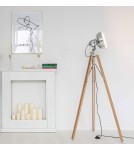 Tripod floor lamps - Argon FOTO NEW 1 pł. floor lamp 1x22.5W natural wood shade chrome metal 3354 - product 4