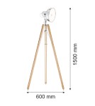 Tripod floor lamps - Argon FOTO NEW 1 pł. floor lamp 1x22.5W natural wood shade chrome metal 3354 - product 5