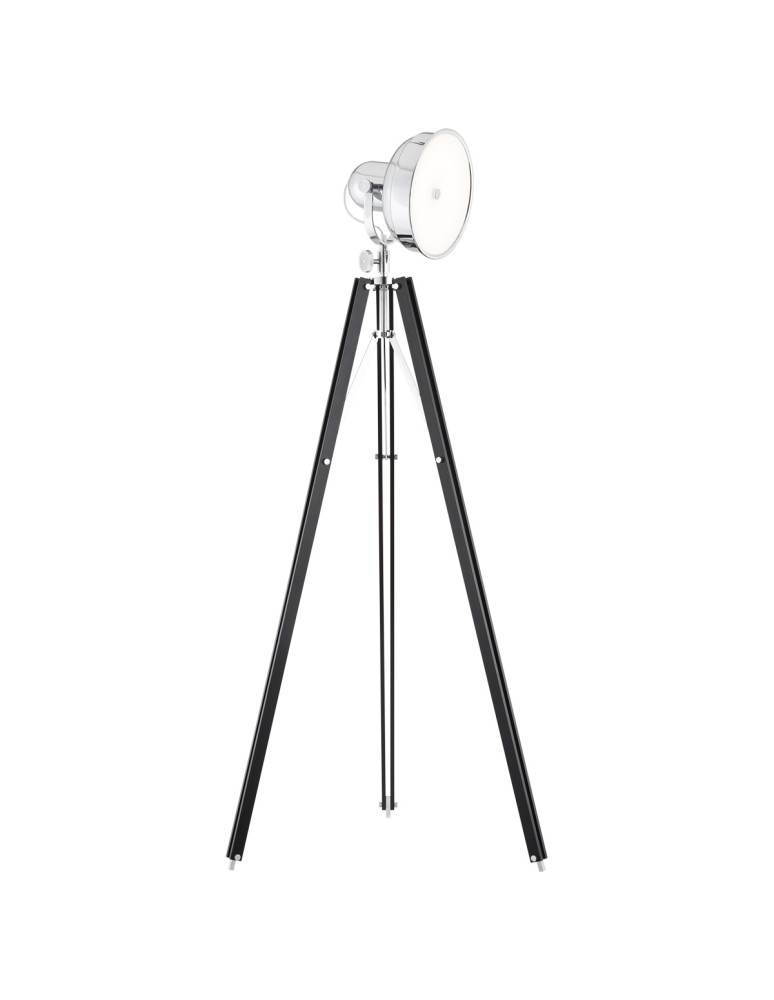 Tripod floor lamps - Argon FOTO NEW 1 pł. floor lamp 1x22.5W black wood shade chrome metal 3355 - product kolory-swiatla.pl 1