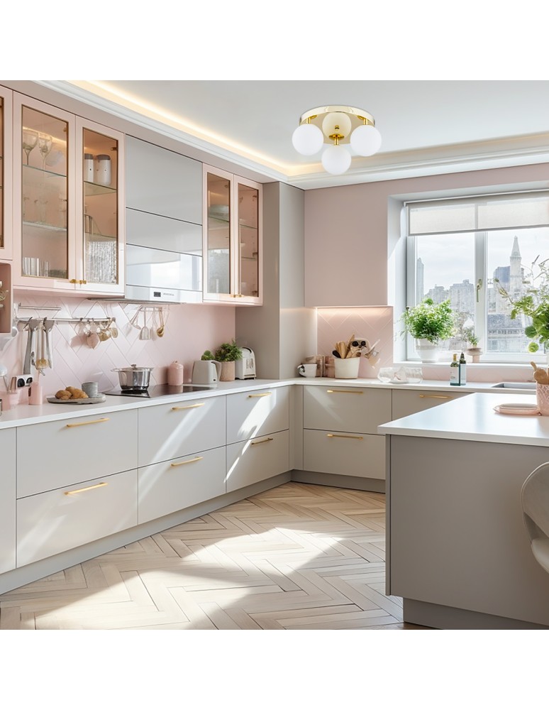 Bathroom ceiling lamps - Argon FLAVIO plafond 3 fl. round headliner 3x7W (max) brass IP44 opal matt lampshades 1413 - product kolory-swiatla.pl 2