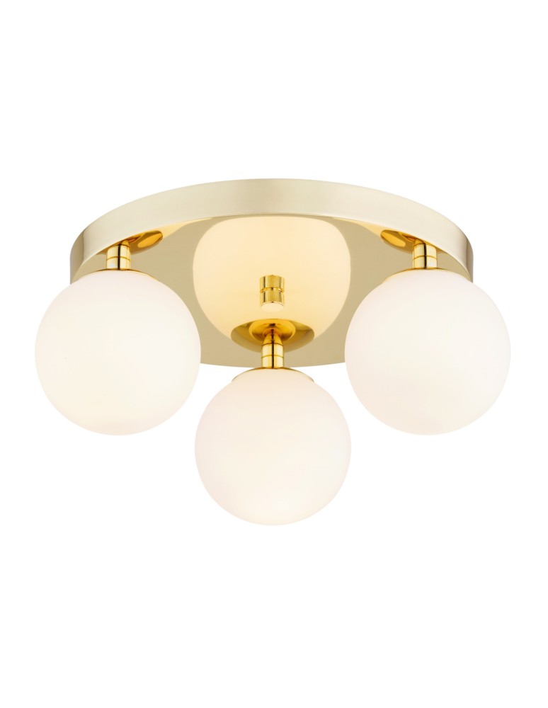 Bathroom ceiling lamps - Argon FLAVIO plafond 3 fl. round headliner 3x7W (max) brass IP44 opal matt lampshades 1413 - product kolory-swiatla.pl 3