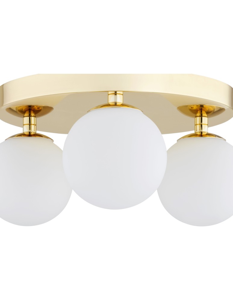 Bathroom ceiling lamps - Argon FLAVIO plafond 3 fl. round headliner 3x7W (max) brass IP44 opal matt lampshades 1413 - product kolory-swiatla.pl 4