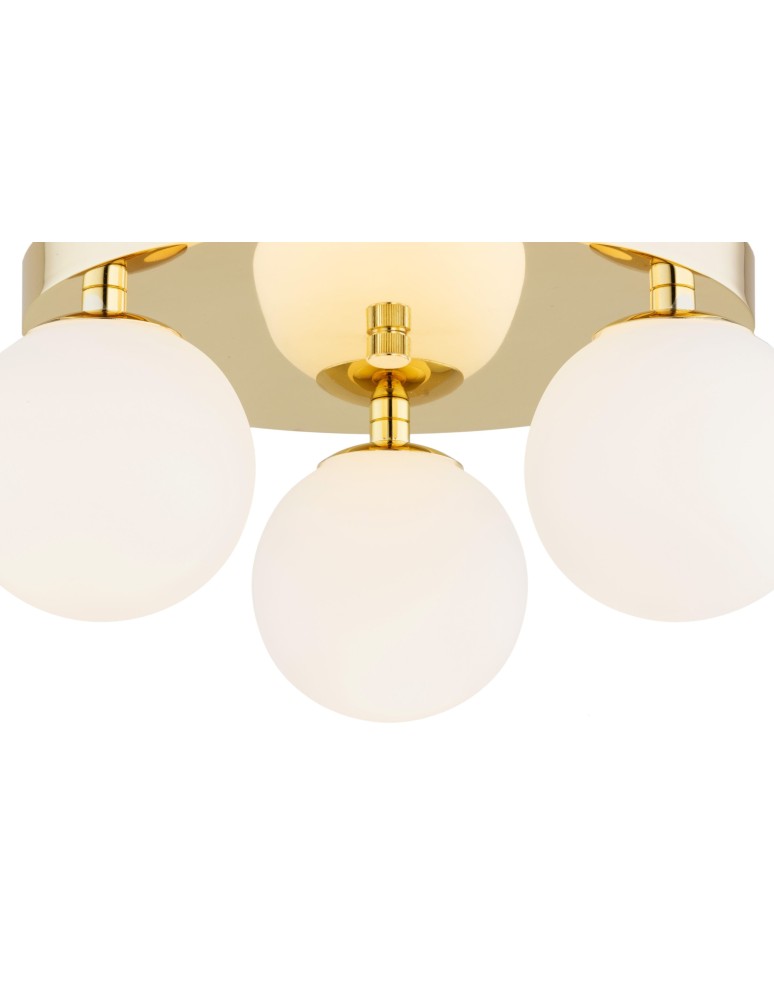 Bathroom ceiling lamps - Argon FLAVIO plafond 3 fl. round headliner 3x7W (max) brass IP44 opal matt lampshades 1413 - product kolory-swiatla.pl 5