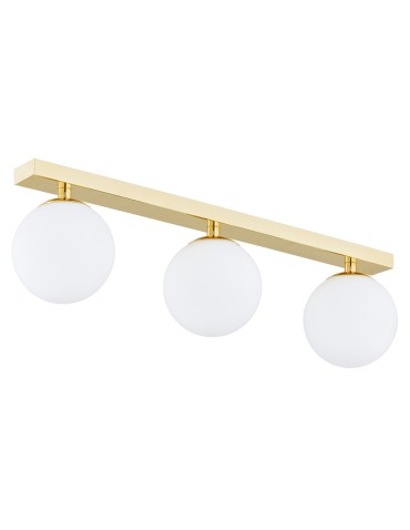 Argon FLAVIO plafond 3 fl. strip 3x7W (max) brass IP44 opal matt lampshades 1414