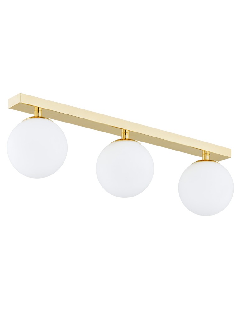 Bathroom ceiling lamps - Argon FLAVIO plafond 3 fl. strip 3x7W (max) brass IP44 opal matt lampshades 1414 - product kolory-swiatla.pl 1