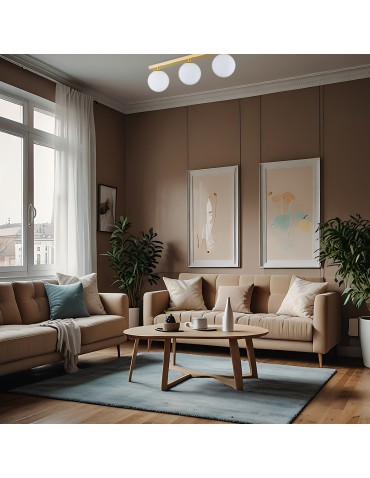 Argon FLAVIO plafond 3 fl. strip 3x7W (max) brass IP44 opal matt lampshades 1414 - product 2