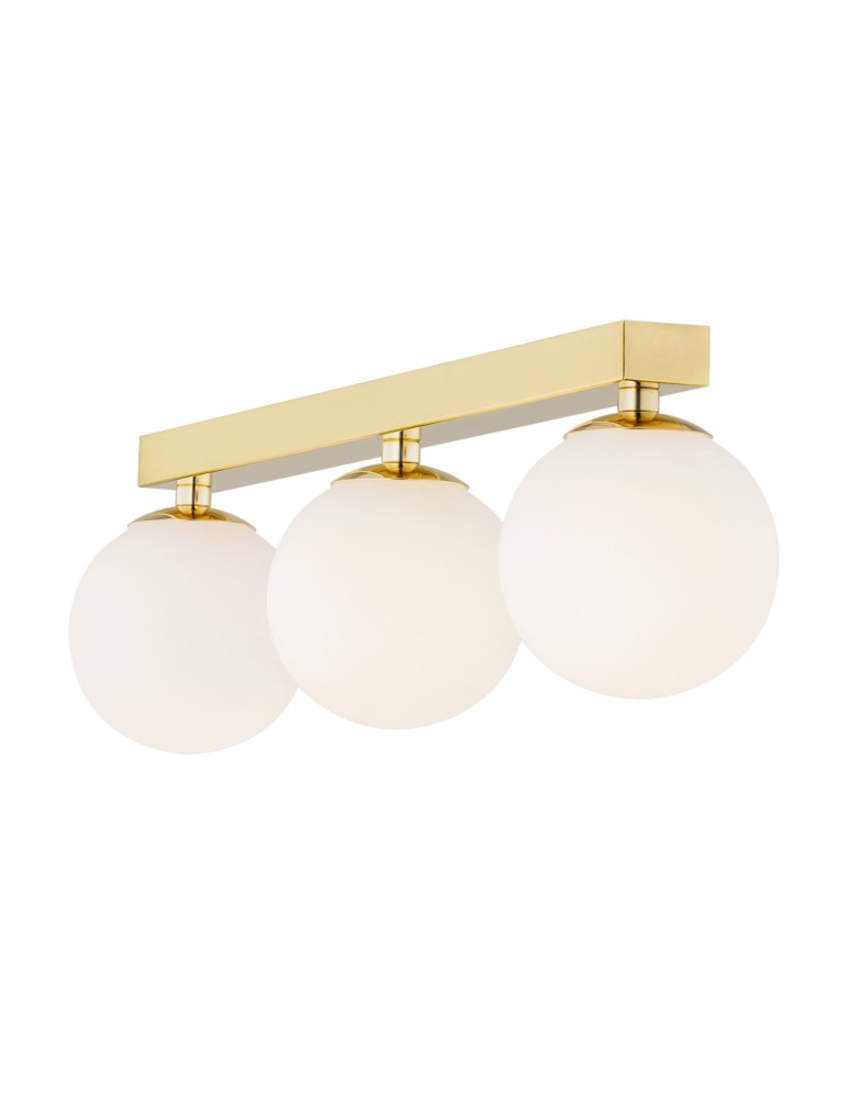 Bathroom ceiling lamps - Argon FLAVIO plafond 3 fl. strip 3x7W (max) brass IP44 opal matt lampshades 1414 - product kolory-swiatla.pl 3