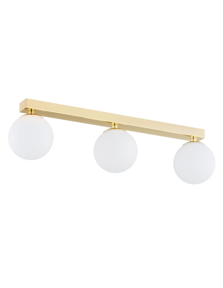 Bathroom ceiling lamps - Argon FLAVIO plafond 3 fl. strip 3x7W (max) brass IP44 opal matt lampshades 1414 - product kolory-swiatla.pl 5