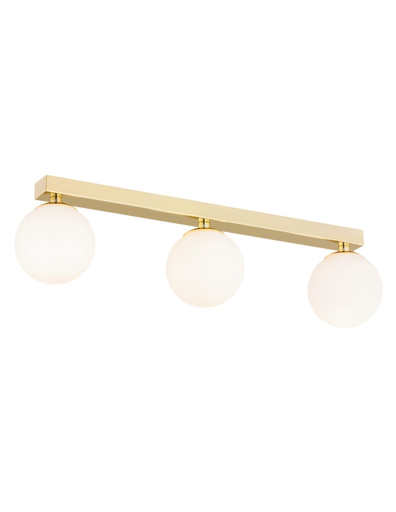 Bathroom ceiling lamps - Argon FLAVIO plafond 3 fl. strip 3x7W (max) brass IP44 opal matt lampshades 1414 - product kolory-swiatla.pl 6