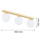 Bathroom ceiling lamps - Argon FLAVIO plafond 3 fl. strip 3x7W (max) brass IP44 opal matt lampshades 1414 - product 9