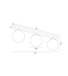 Bathroom ceiling lamps - Argon FLAVIO plafond 3 fl. strip 3x7W (max) brass IP44 opal matt lampshades 1414 - product 10