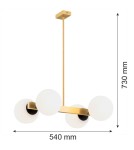 Pendant lamps spheres - Argon FREEMONT chandelier 4 fl. 4x15W (max) opal matt brushed brass 1767 - product 7