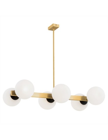 Argon FREEMONT chandelier 6 fl. 6x15W (max) opal matt brushed brass 2549