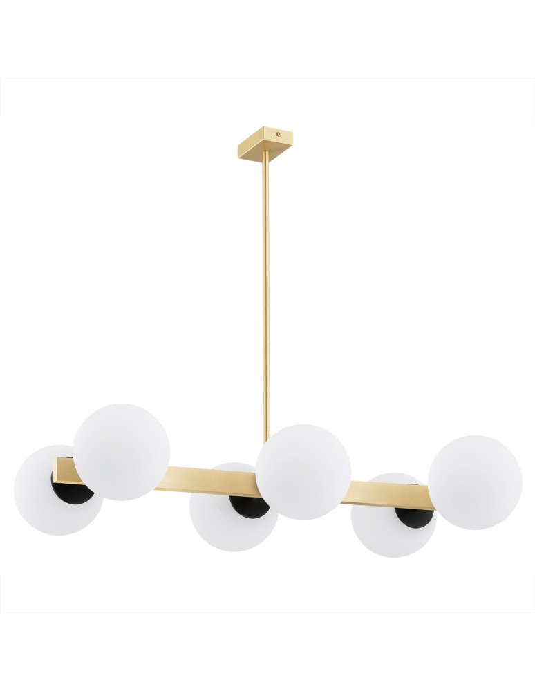 Pendant lamps spheres - Argon FREEMONT chandelier 6 fl. 6x15W (max) opal matt brushed brass 2549 - product kolory-swiatla.pl 2