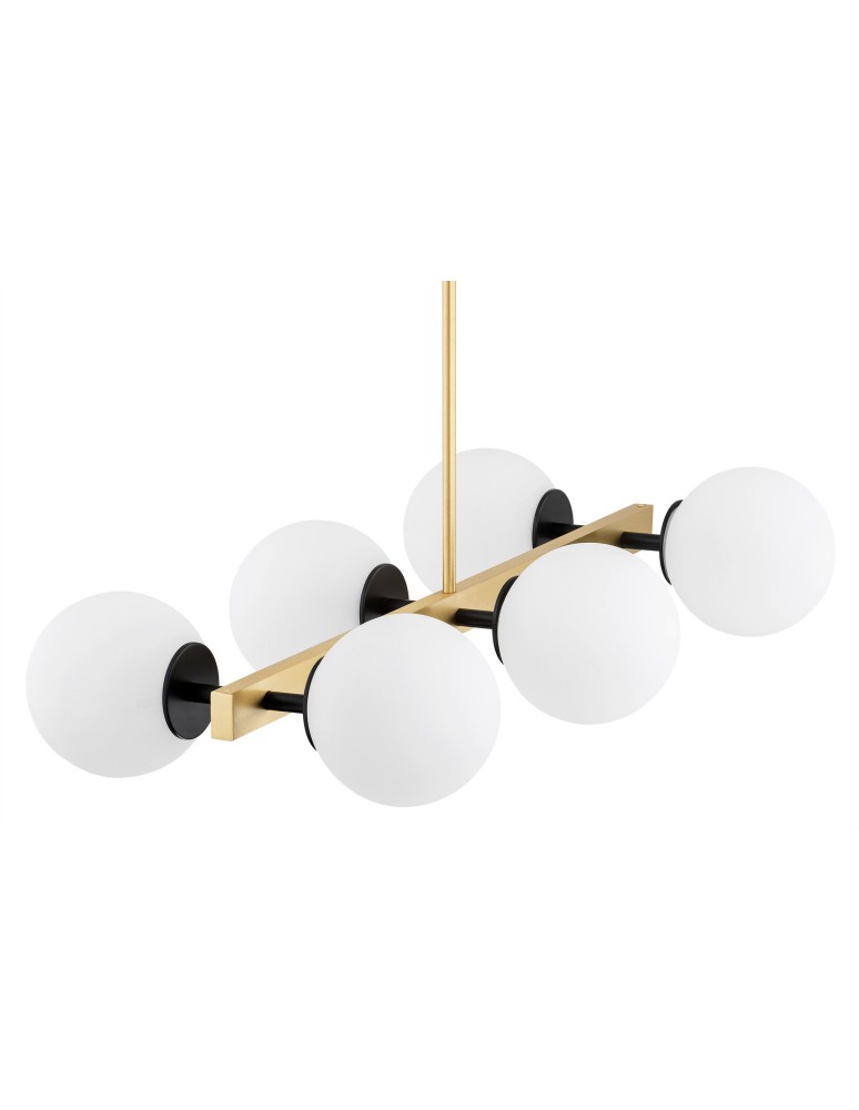 Pendant lamps spheres - Argon FREEMONT chandelier 6 fl. 6x15W (max) opal matt brushed brass 2549 - product kolory-swiatla.pl 4