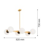 Pendant lamps spheres - Argon FREEMONT chandelier 6 fl. 6x15W (max) opal matt brushed brass 2549 - product 8