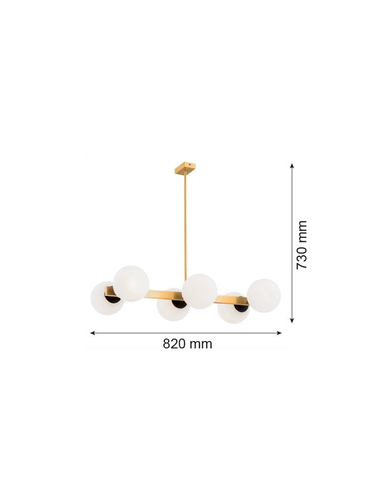 Pendant lamps spheres - Argon FREEMONT chandelier 6 fl. 6x15W (max) opal matt brushed brass 2549 - product kolory-swiatla.pl 8