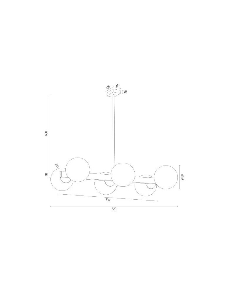 Pendant lamps spheres - Argon FREEMONT chandelier 6 fl. 6x15W (max) opal matt brushed brass 2549 - product kolory-swiatla.pl 9