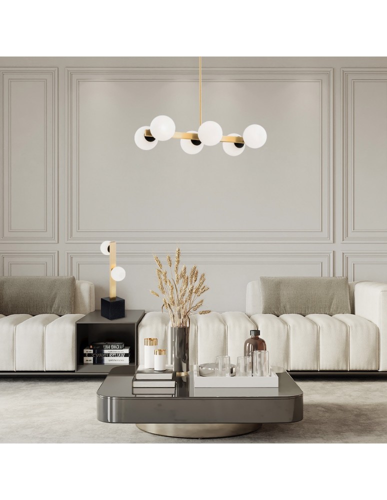 Argon FREEMONT 2 fl. table lamp 2x6W (max) opal matt brushed brass 1044